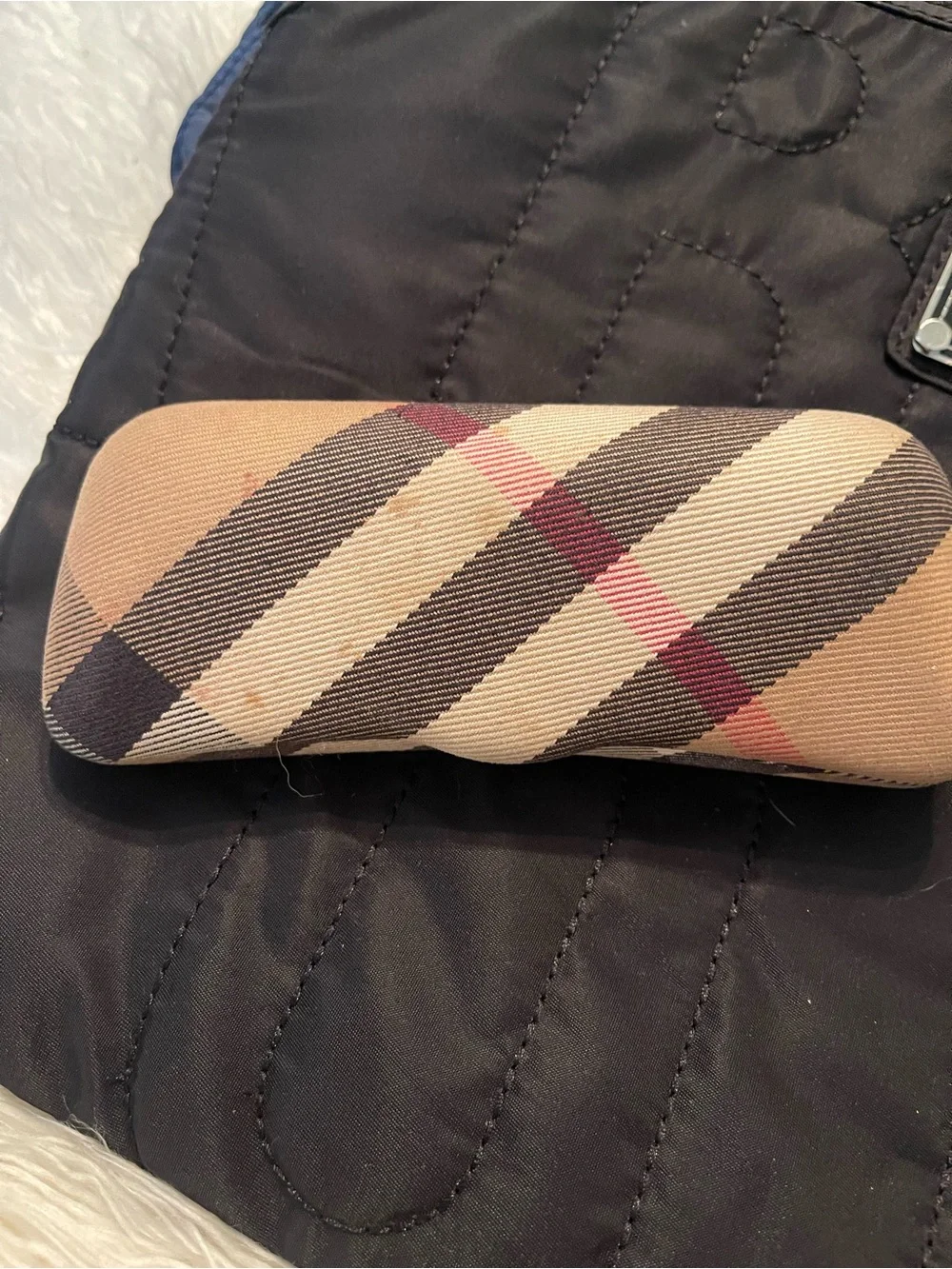Burberry Tan and Brown Plaid Eyeglass Case with Red Accent - Picture 1 of 1